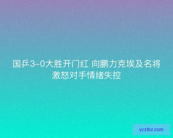 国乒3-0大胜开门红 向鹏力克埃及名将激怒对手情绪失控